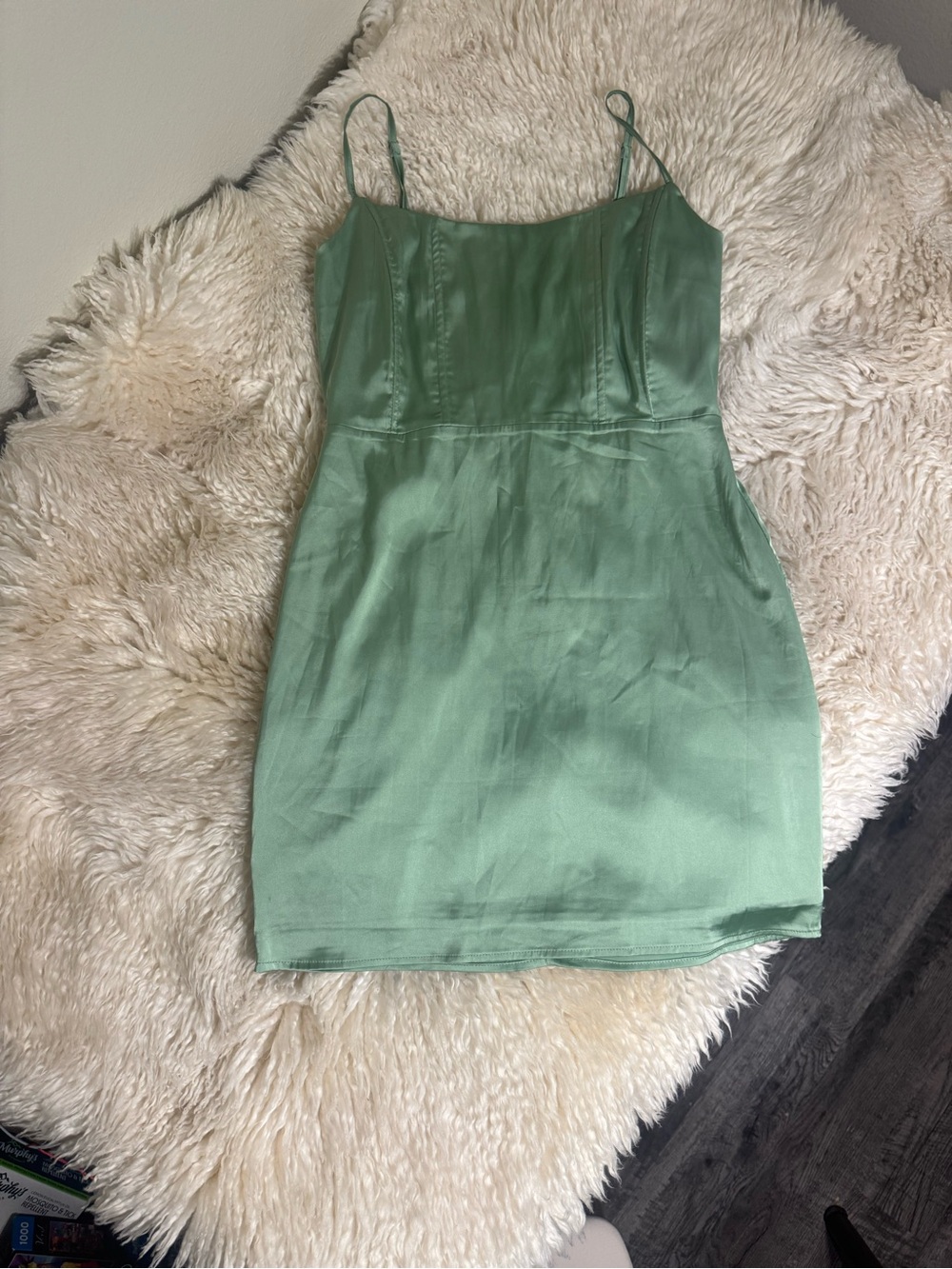 Fashion Nova Sage Satin Slip Dress